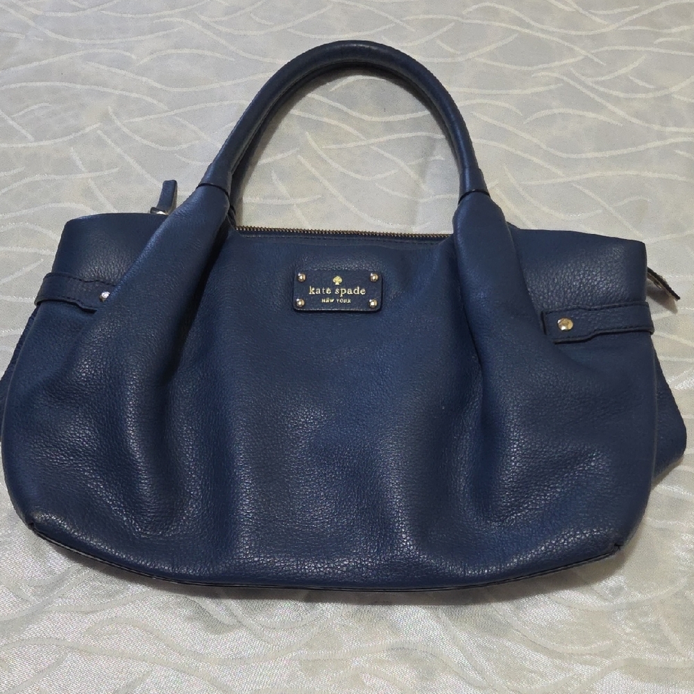 Kate Spade Dark Blue Pebbled Leather Shoulder Bag